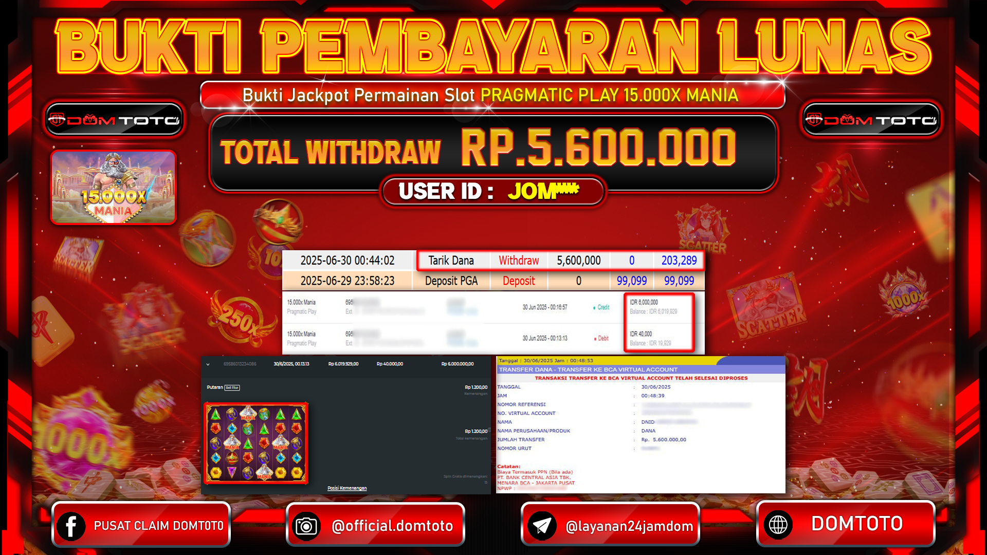 JACKPOT SLOT 15.000x MANIA  30  JUNI 2025